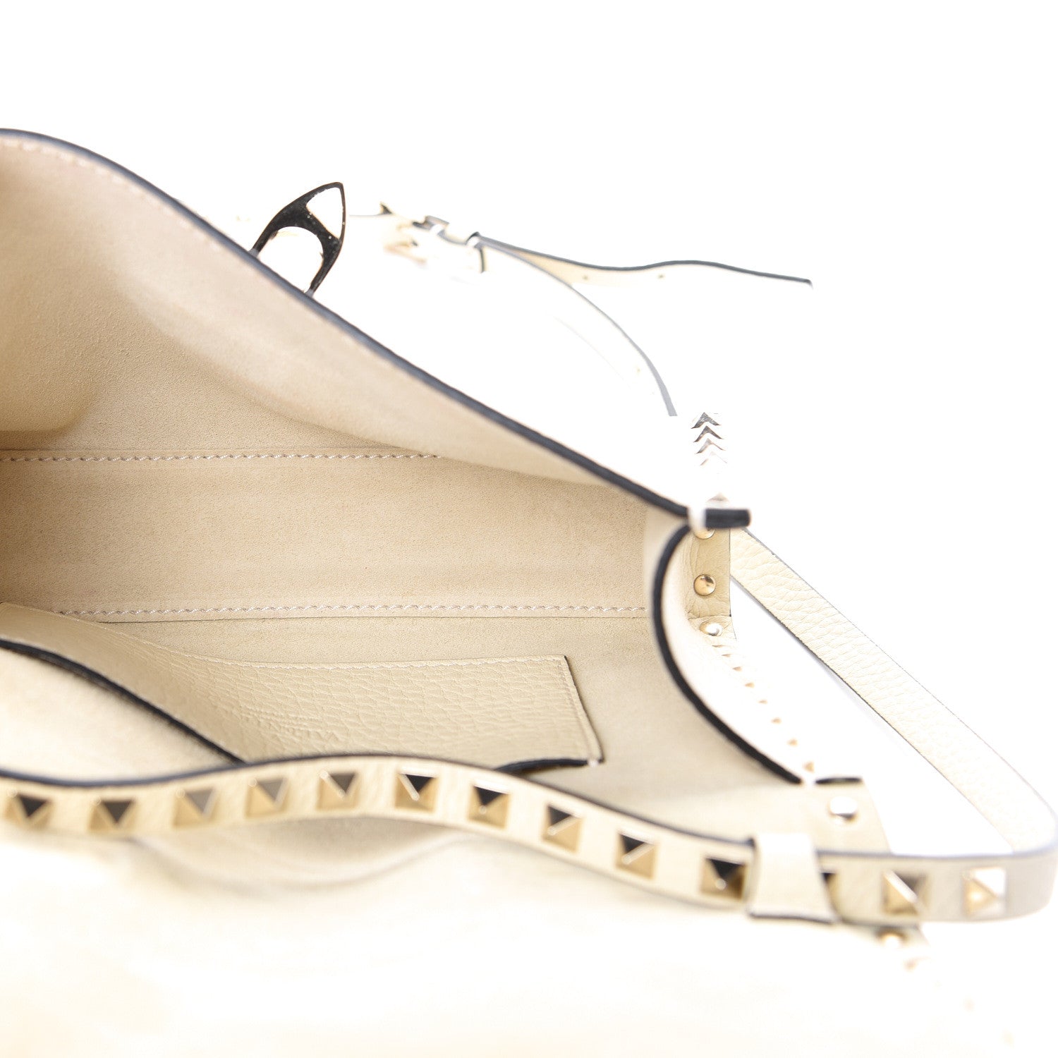 Valentino Garavani Pebbled Calfskin Medium Rockstud Flip Lock Crossbody Bag Light Ivory 4 of 9