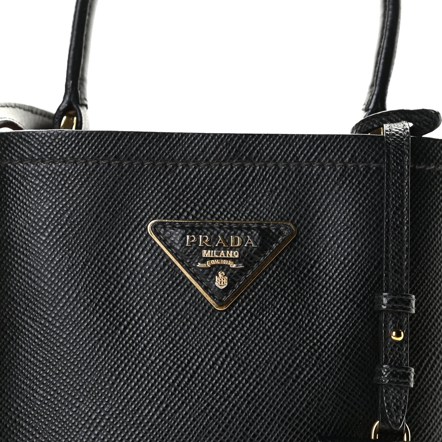 Saffiano Cuir Small Panier Bucket Bag Black Fuoco