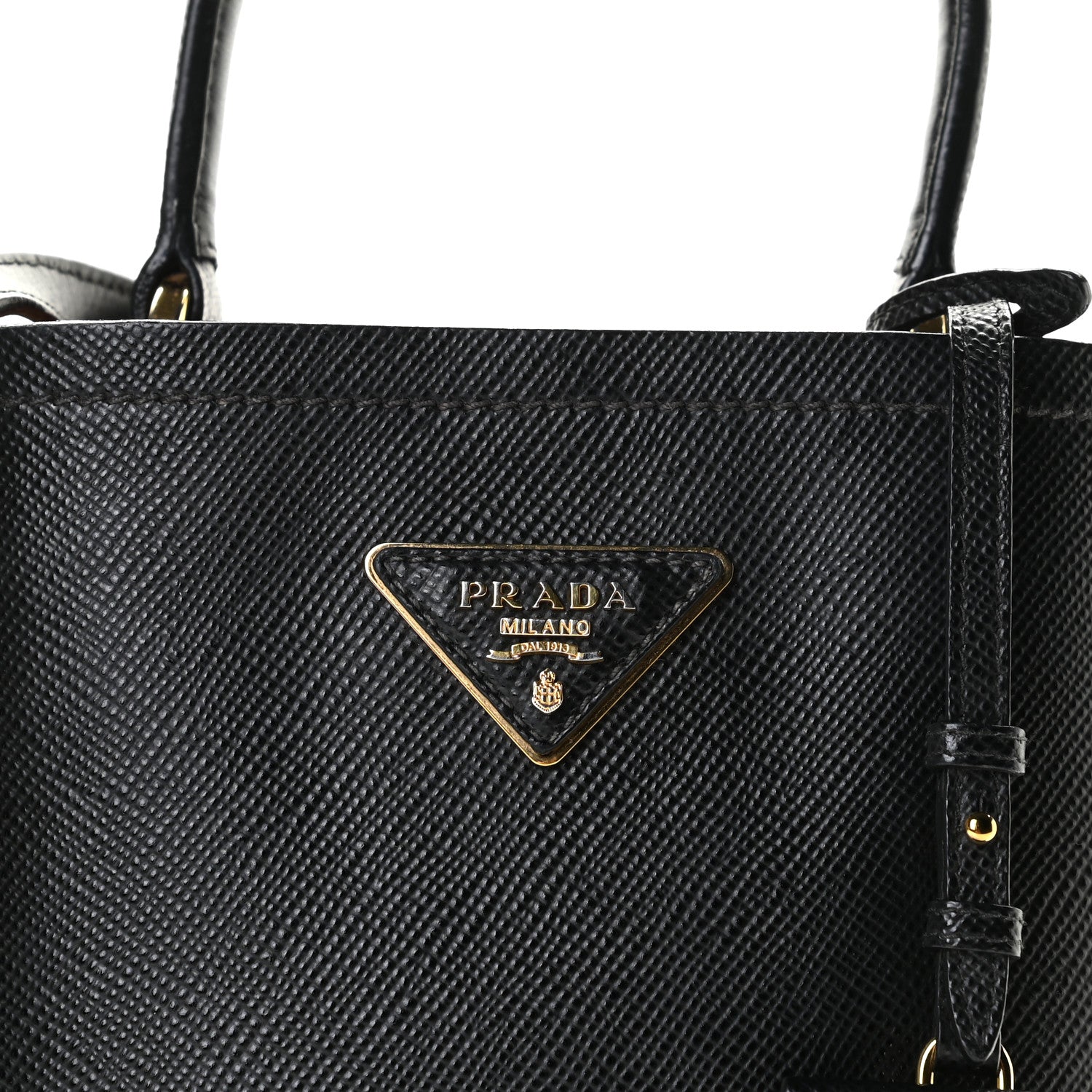 Prada Saffiano Cuir Small Panier Bucket Bag Black Fuoco 4 of 8