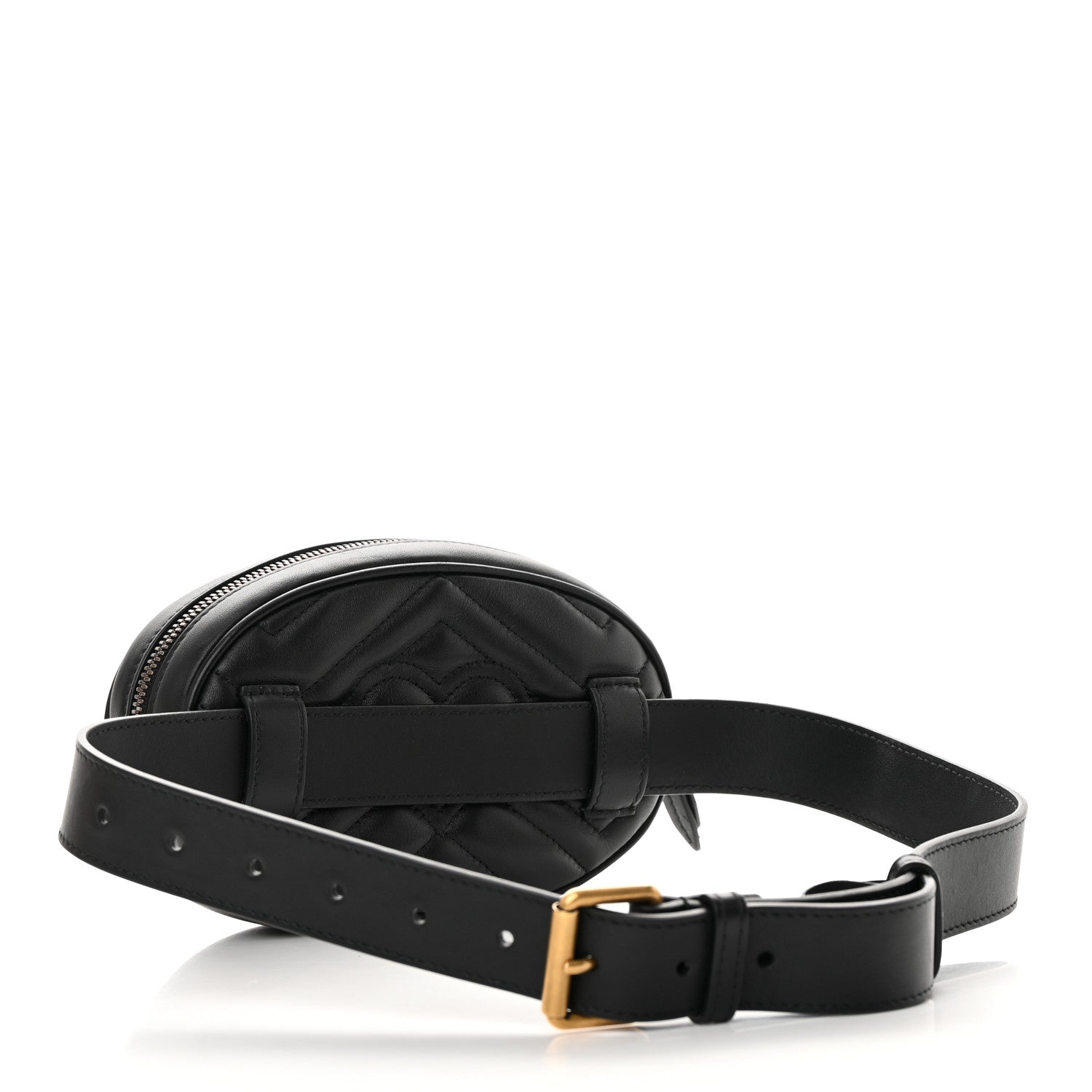 Gucci Calfskin Matelasse GG Marmont Belt Bag 75 30 Black 3 of 14