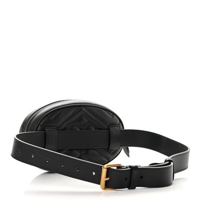 Gucci Calfskin Matelasse GG Marmont Belt Bag 75 30 Black 3 of 14