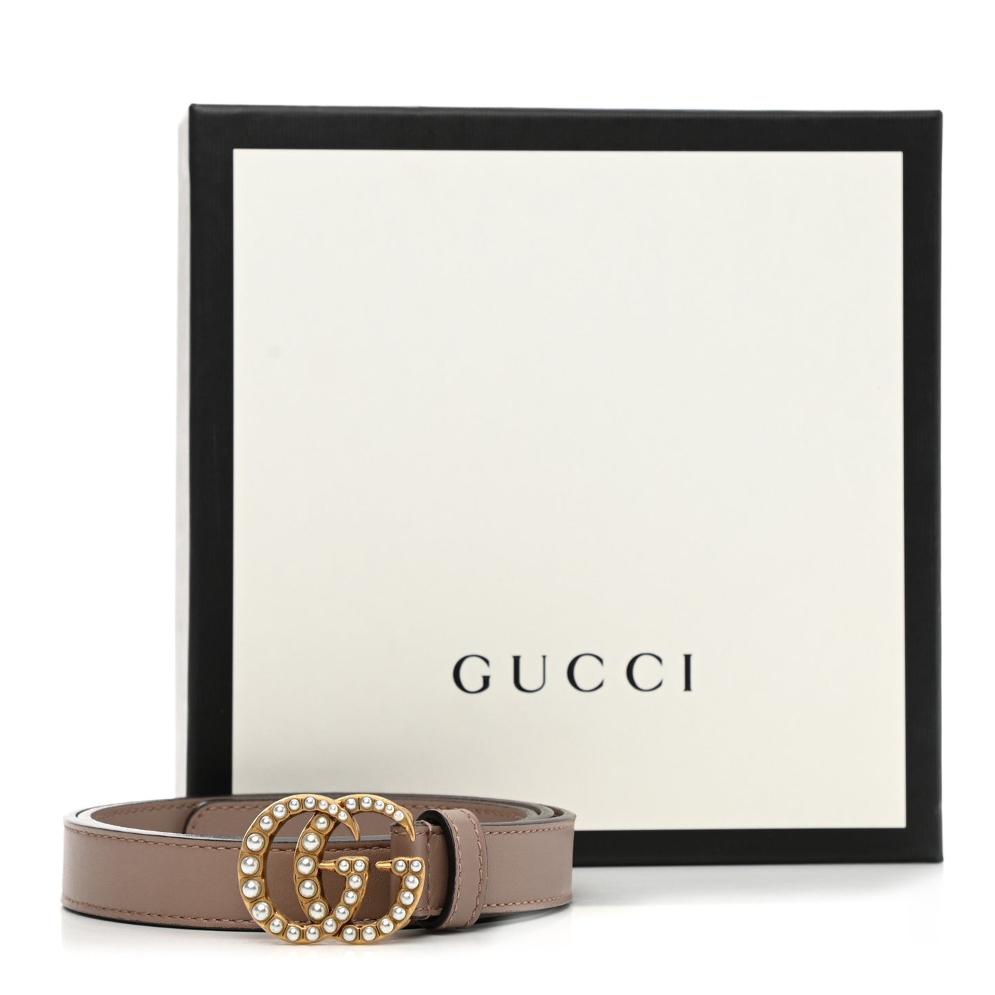 Calfskin Pearl Double G 20mm Belt 75 30 Porcelain Rose