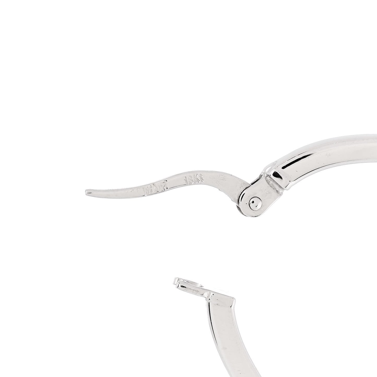 18K White Gold Large Square Edge Oval Perfect Hoop Earrings
