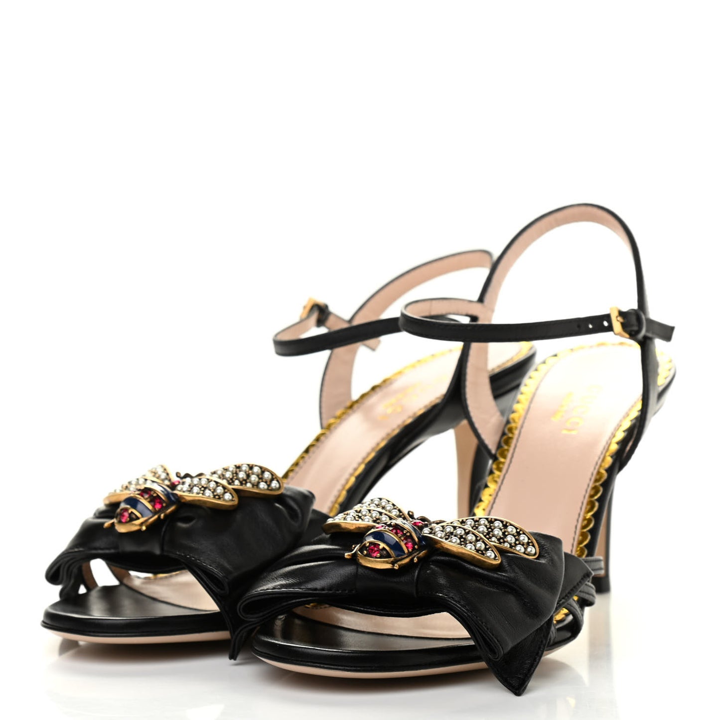 Nappa Queen Margaret Mid Heel Sandals 36 Black