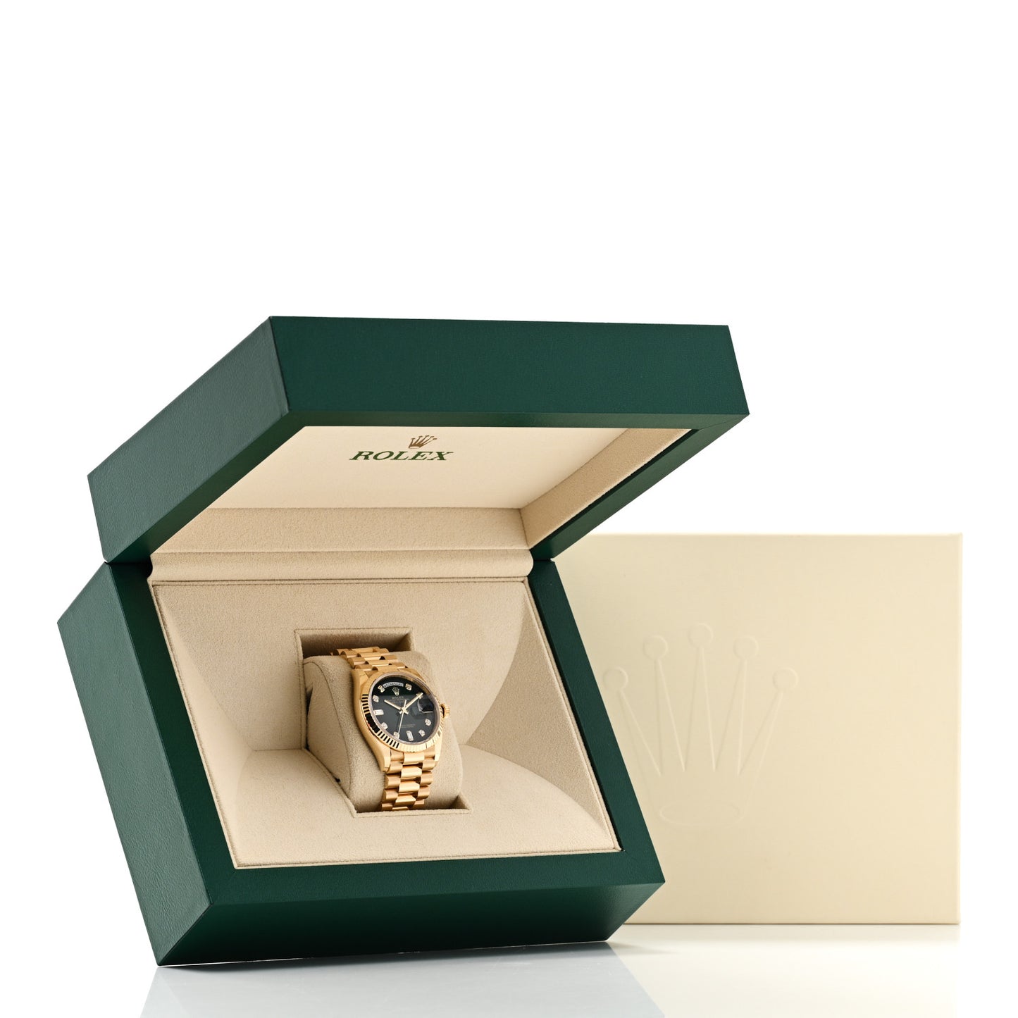 18K Yellow Gold Diamond 36mm Oyster Perpetual Day-Date President Watch Green Ombre 128238