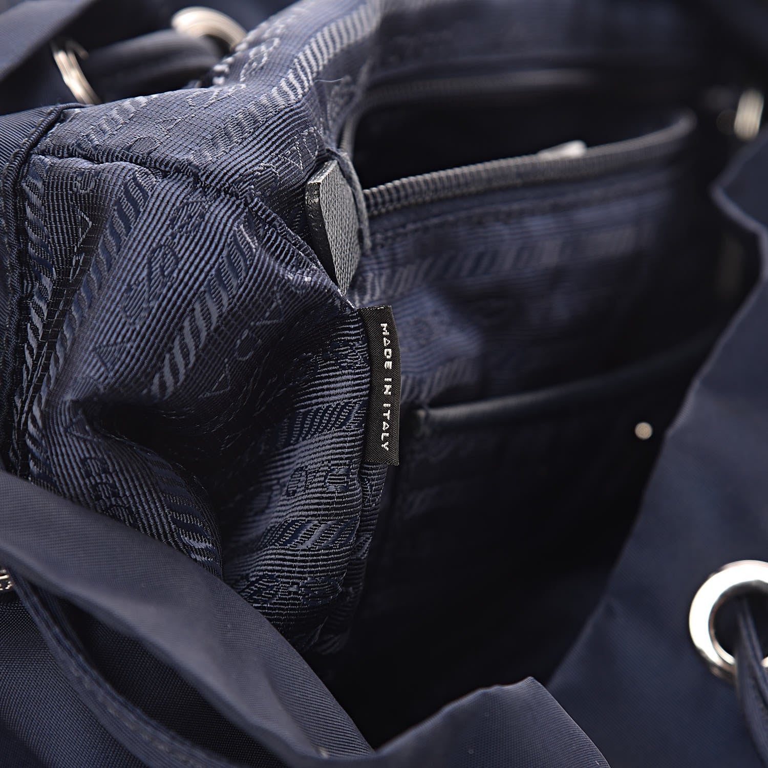 Prada Nylon Vela Saffiano Medium Cinch Backpack Baltico 8 of 13