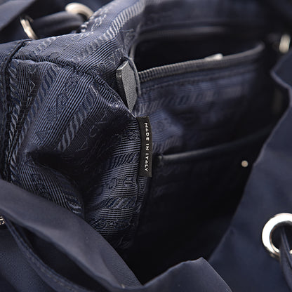 Prada Nylon Vela Saffiano Medium Cinch Backpack Baltico 8 of 13