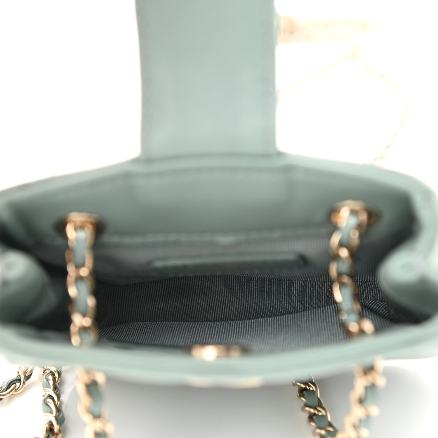 Chanel Lambskin Quilted Tiny Shopping Clutch With Chain Light Blue 5 of 10