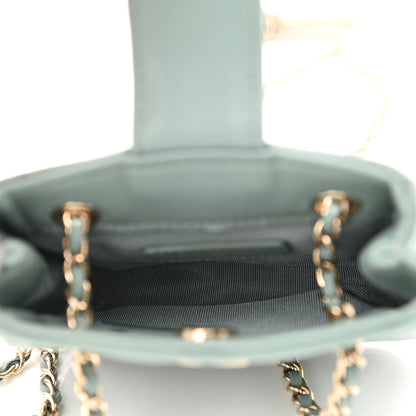 Chanel Lambskin Quilted Tiny Shopping Clutch With Chain Light Blue 5 of 10