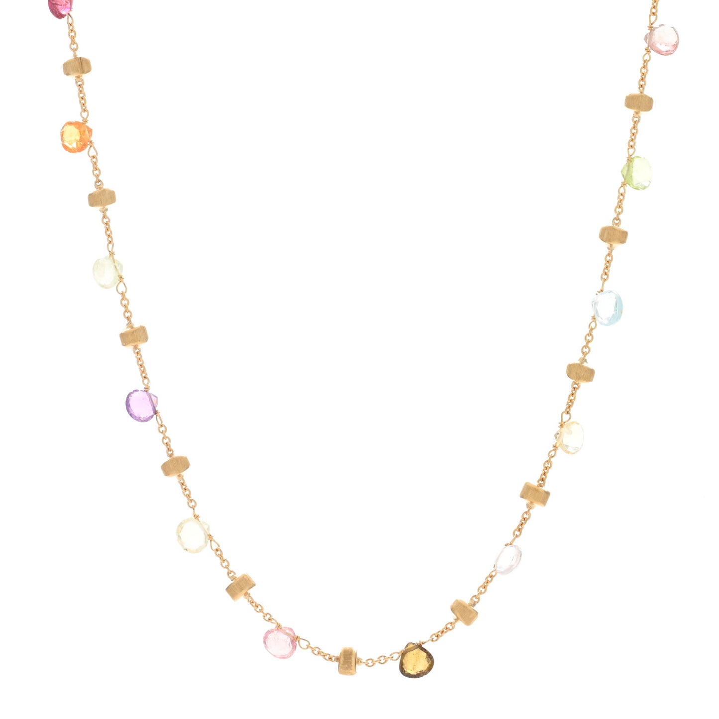 18K Yellow Gold Multi Gemstone Paradise Single Strand Necklace
