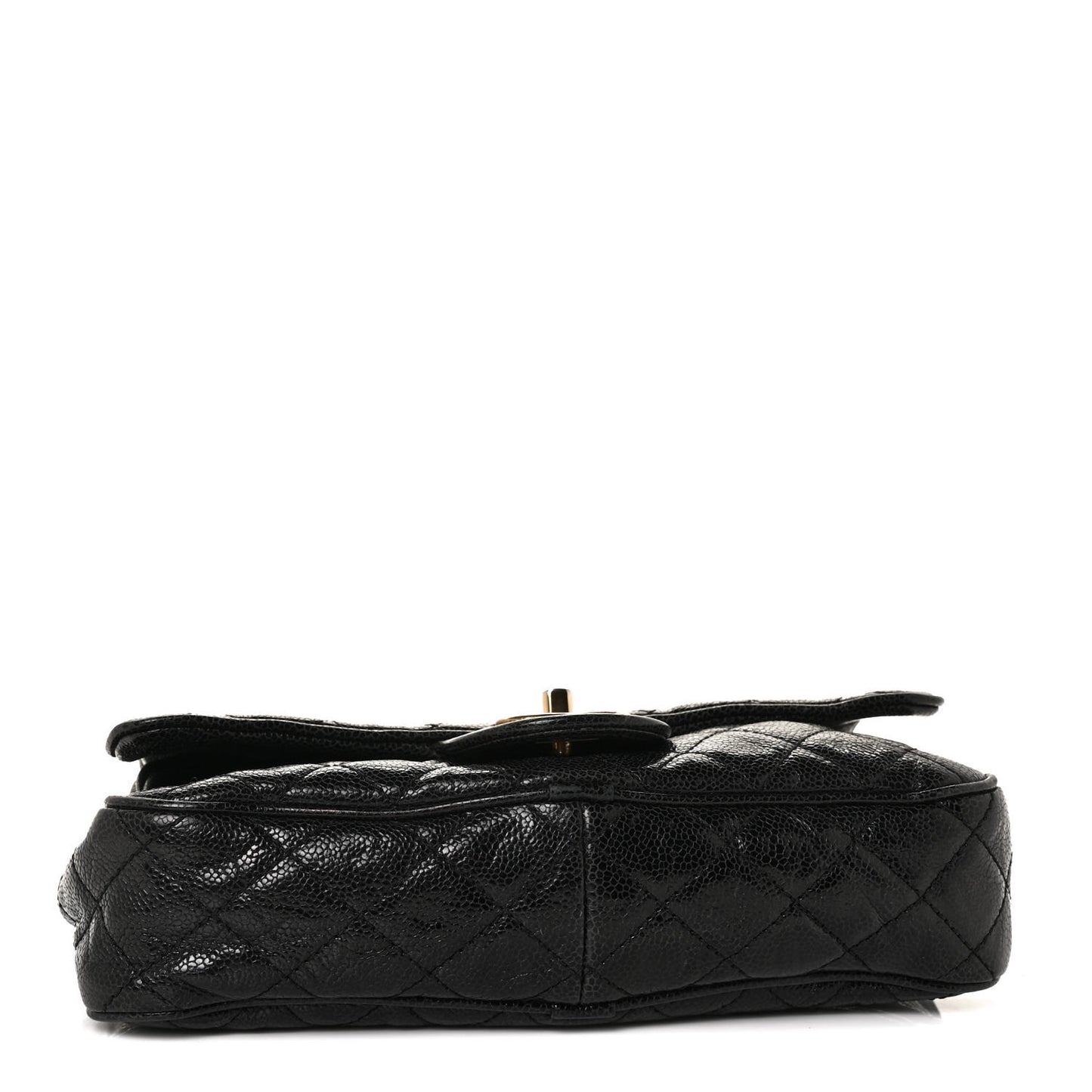 Crumpled Grained Calfskin Quilted Small Shiva Flap Black