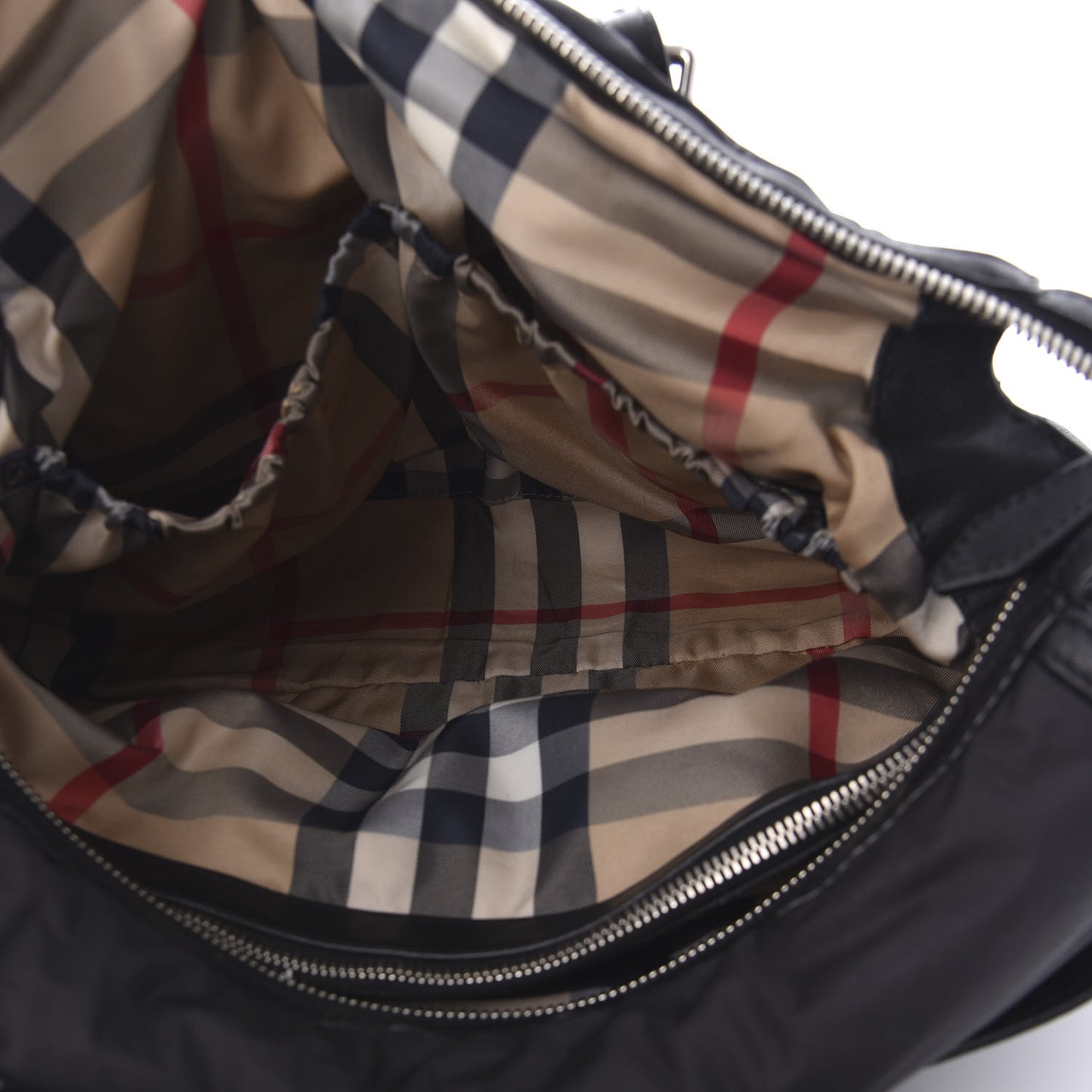 Nylon House Check Quilted Abbey Diaper Bag Black