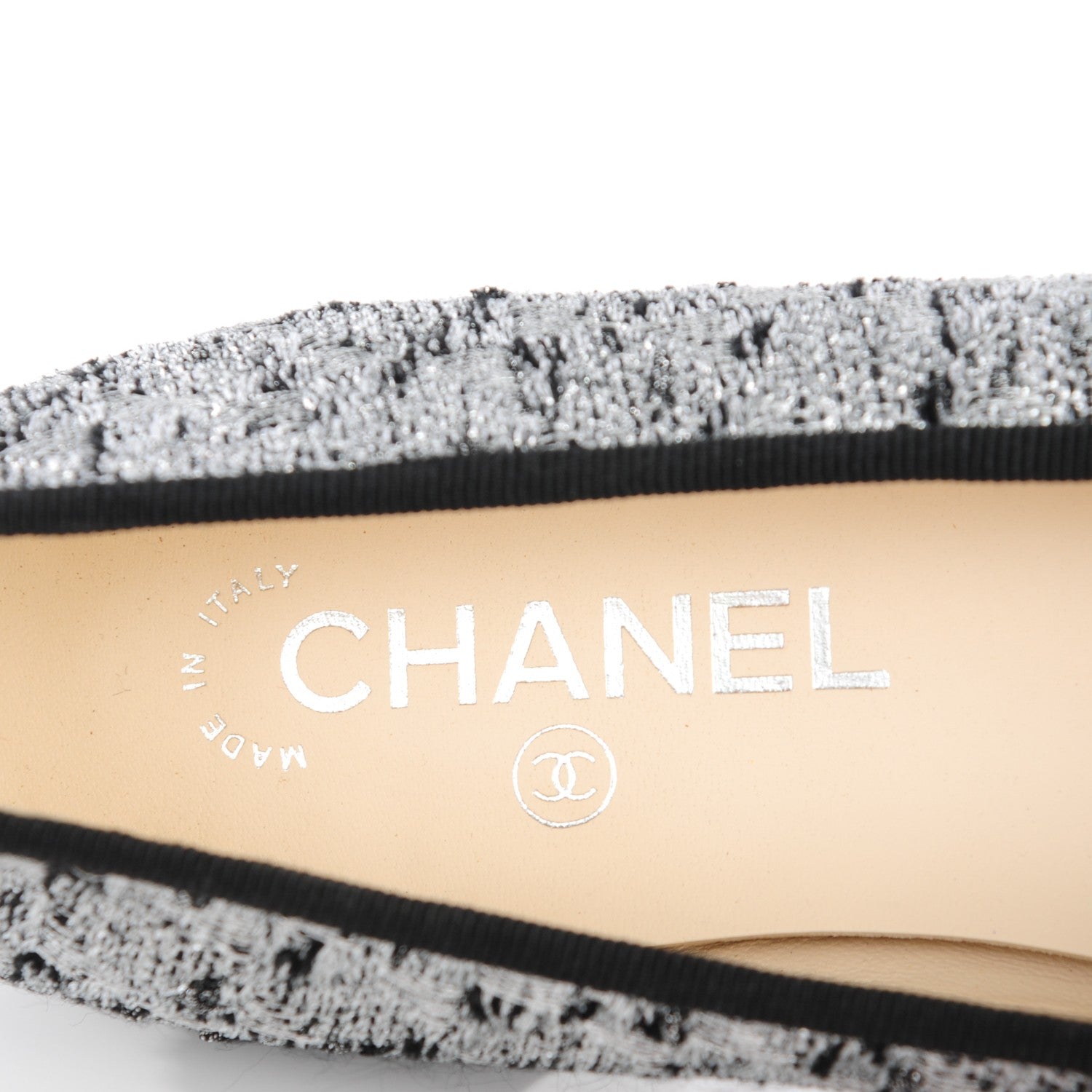 Chanel Tweed Sequin Cap Toe Ballerina Flats 40 Black Blue 8 of 9