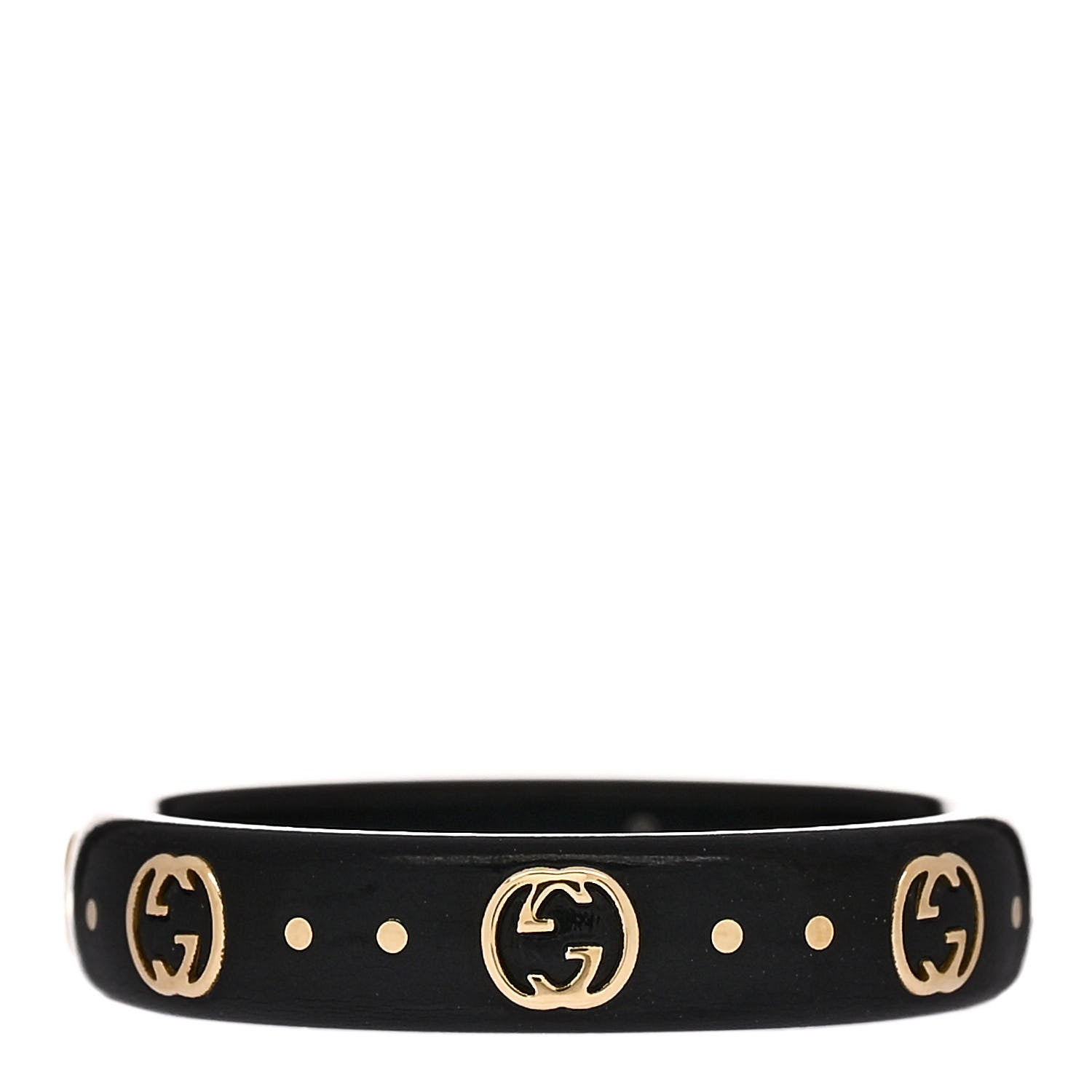 Gucci 18K Yellow Gold Synthetic Corundum Icon Ring 52 6 Black 1 of 7