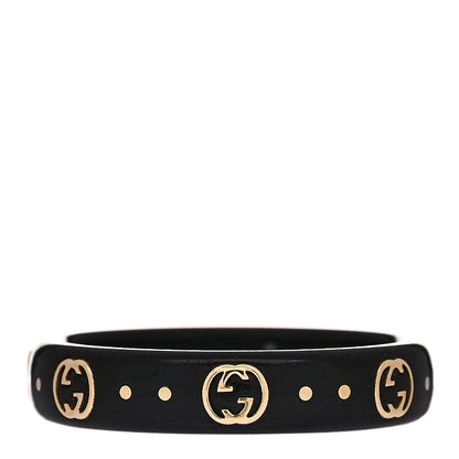 Gucci 18K Yellow Gold Synthetic Corundum Icon Ring 52 6 Black 1 of 7
