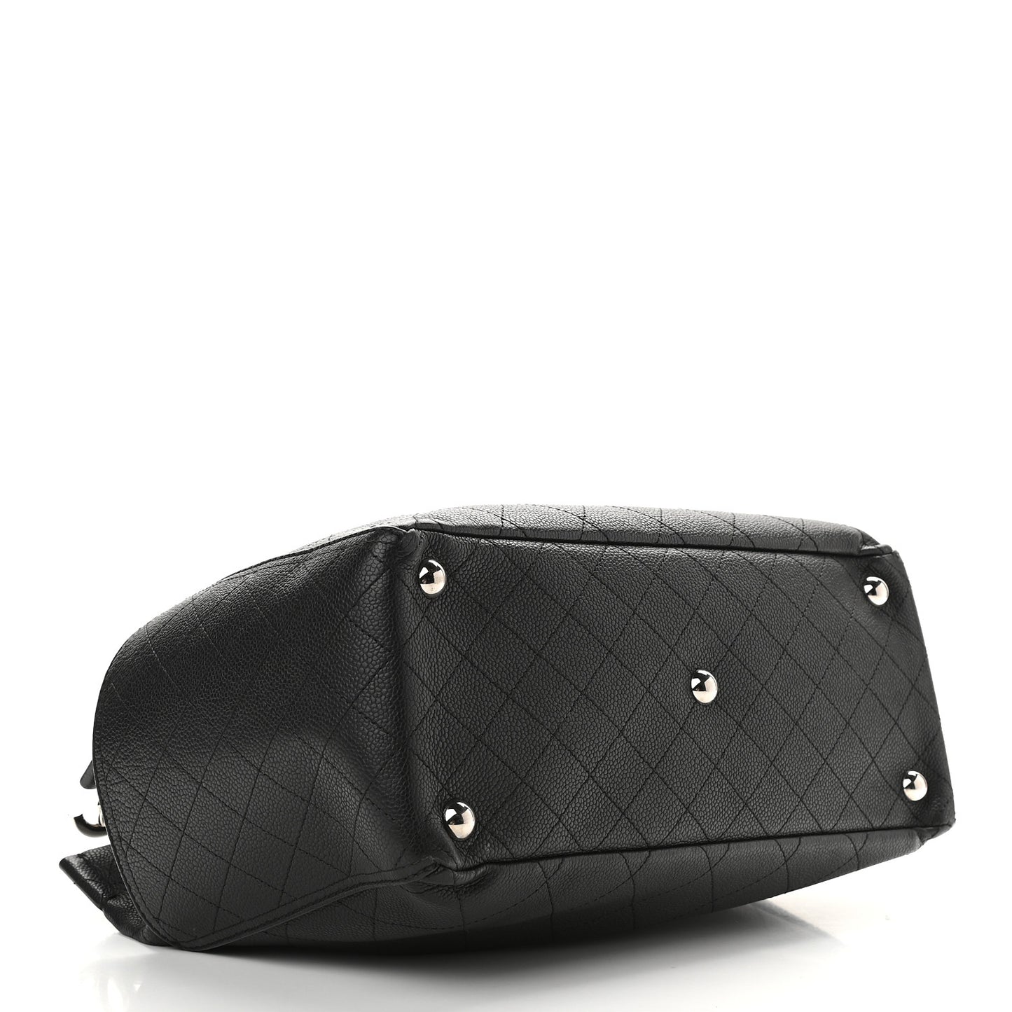Grained Calfskin Medium CC Pocket Tote Black