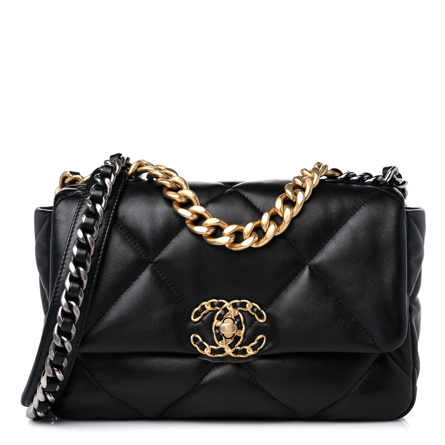 Lambskin Quilted Medium Chanel 19 Flap Black