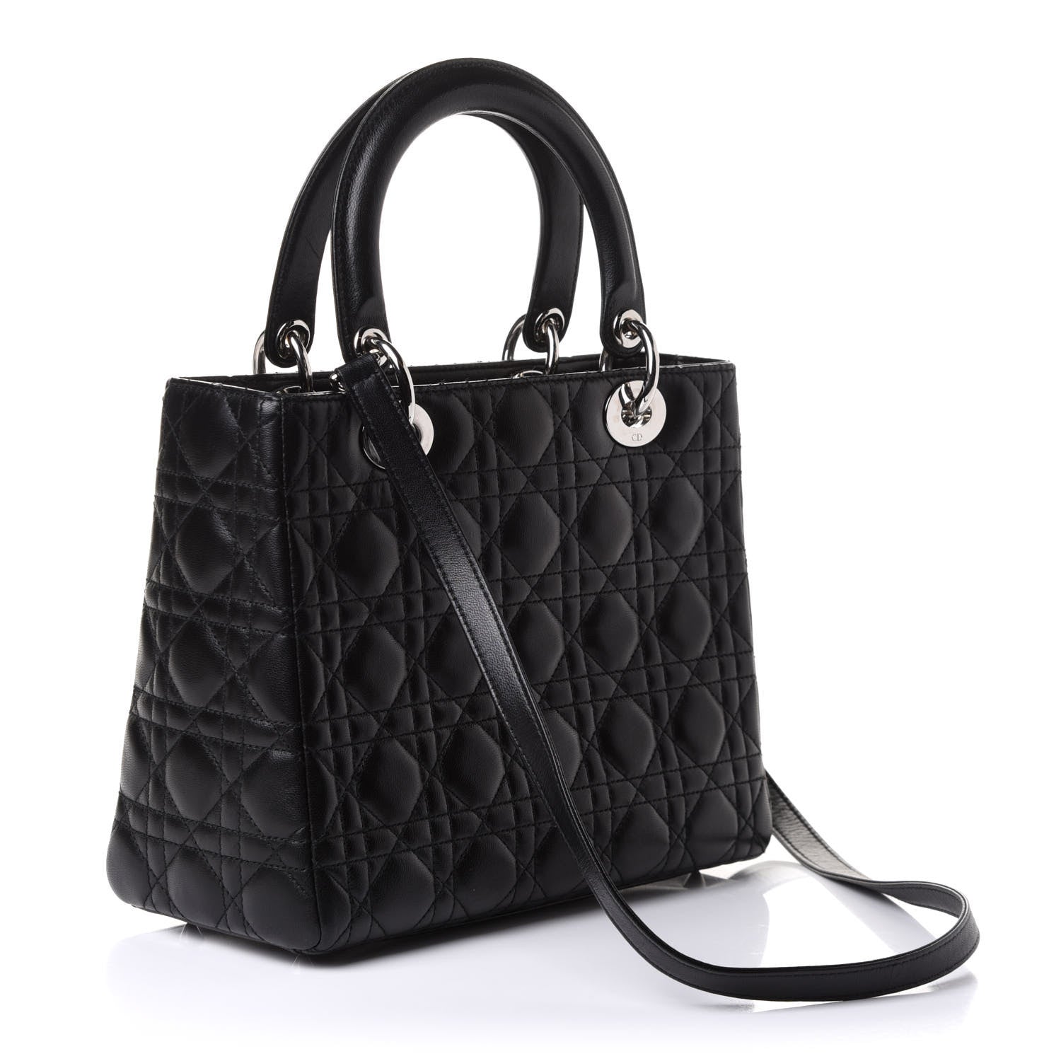 Christian Dior Lambskin Cannage Medium Lady Dior Black 3 of 10