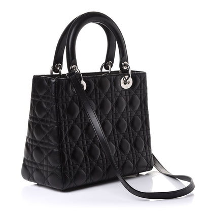 Christian Dior Lambskin Cannage Medium Lady Dior Black 3 of 10