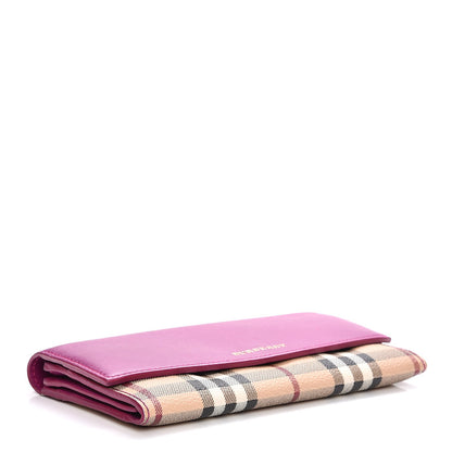 Burberry Calfskin Horseferry Check Porter Continental Wallet Dark Pink 3 of 10