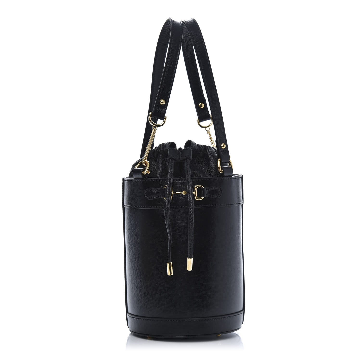 Gucci Azalea Sakai Calfskin Small Horsebit 1955 Drawstring Bucket Bag Black 1 of 11