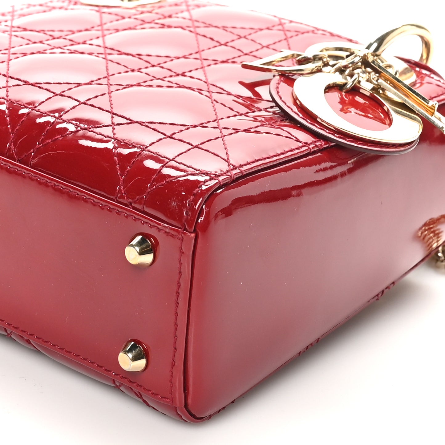 Patent Cannage Mini Lady Dior Red