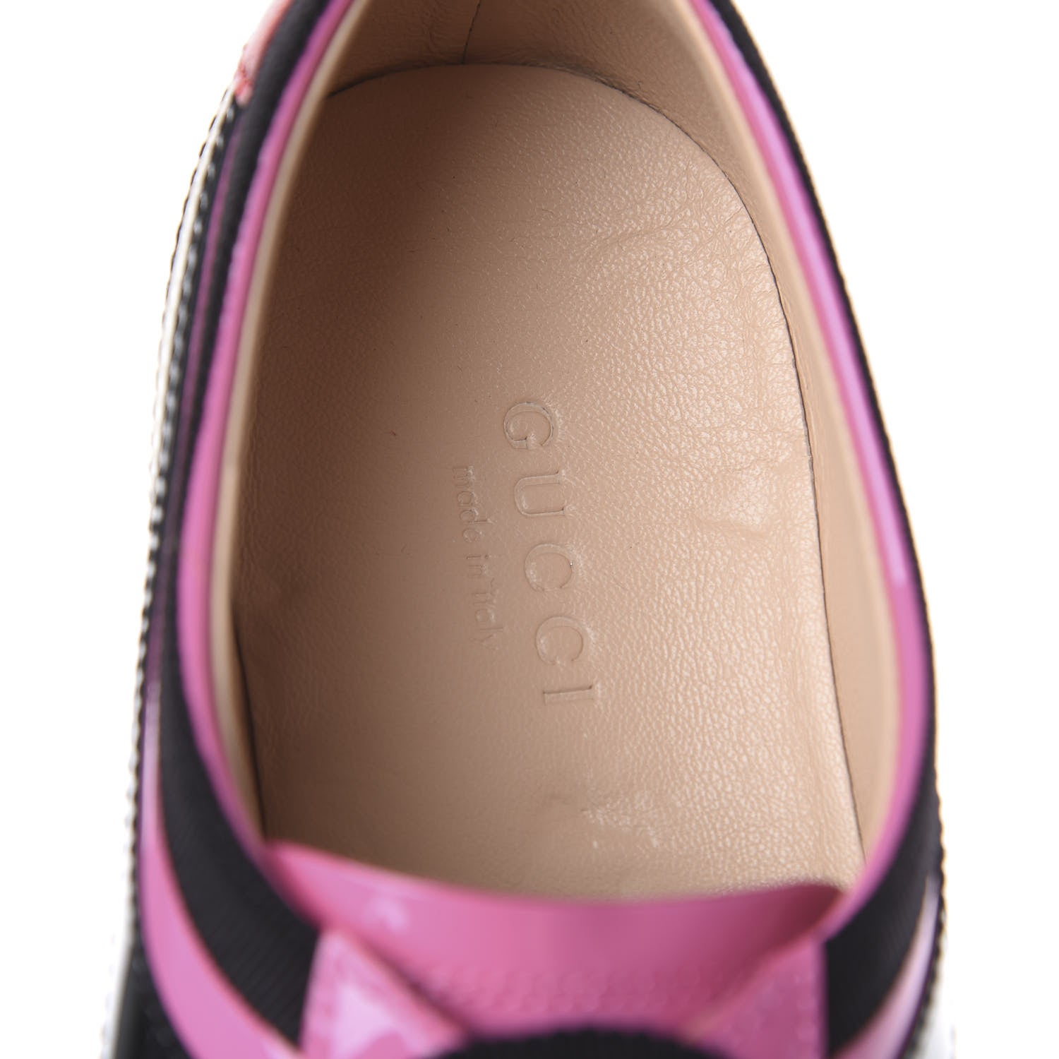 Gucci Patent Calfskin Crystal Womens Web Falacer Sneakers 36 Pink 7 of 11