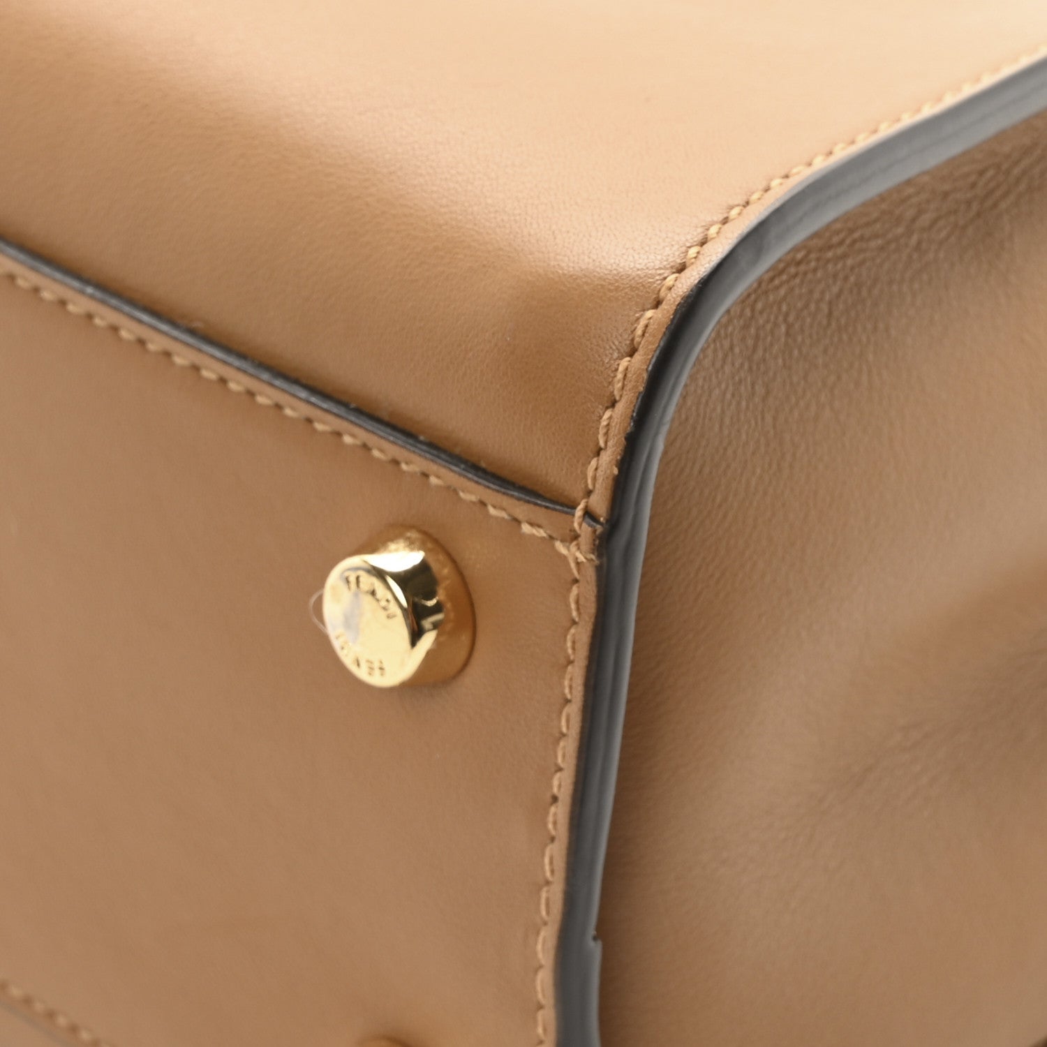 Fendi Vitello Tahiti Burro Bi-Color Medium Peekaboo Iconic Essentially Satchel Nocciola Asfalto Cast 9 of 9