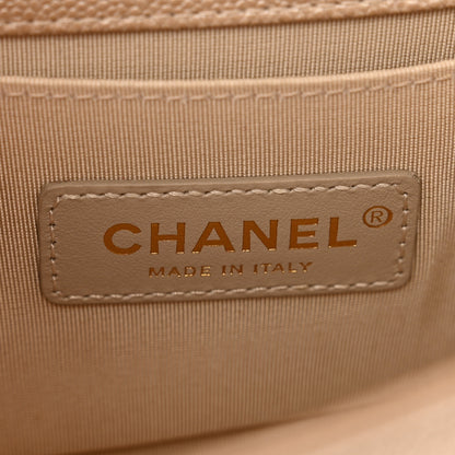Chanel Iridescent Caviar Chevron Quilted Small Boy Flap Beige 7 of 10