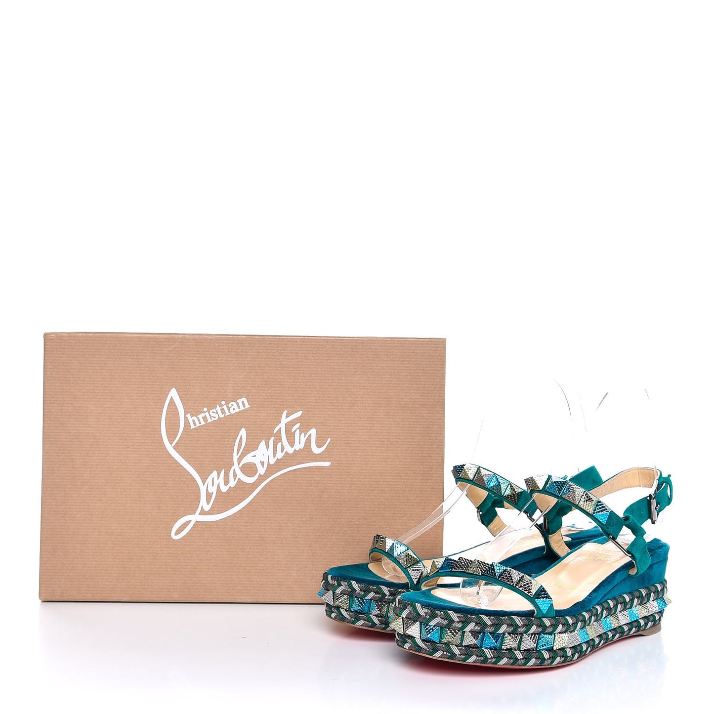 Vel Cotton Veau Velours Pyraclou 60 Platform Sandals 36 Green