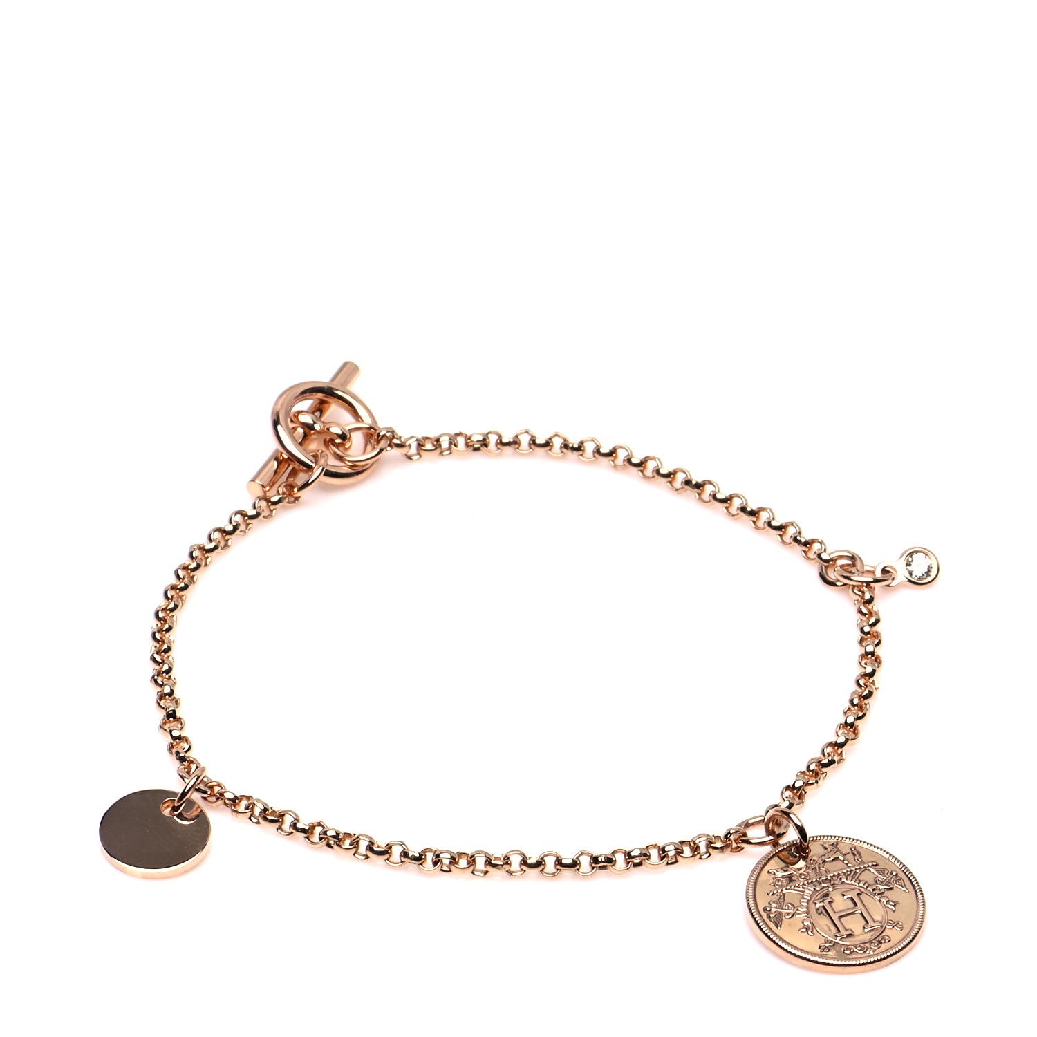 Hermes 18K Rose Gold Diamond PM Ex-Libris Bracelet ST 1 of 7