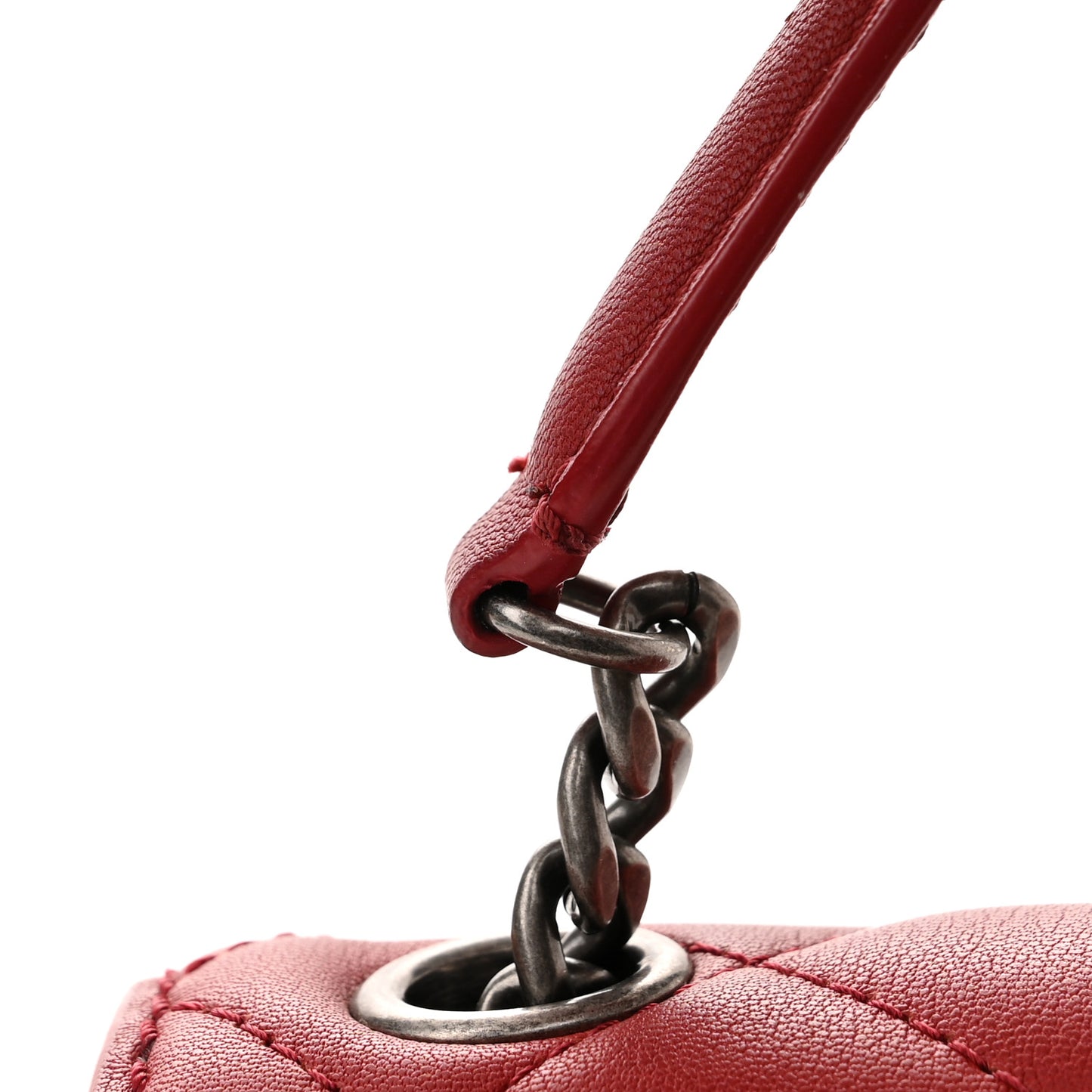 Lambskin Quilted Mini Natural CC Flap Red
