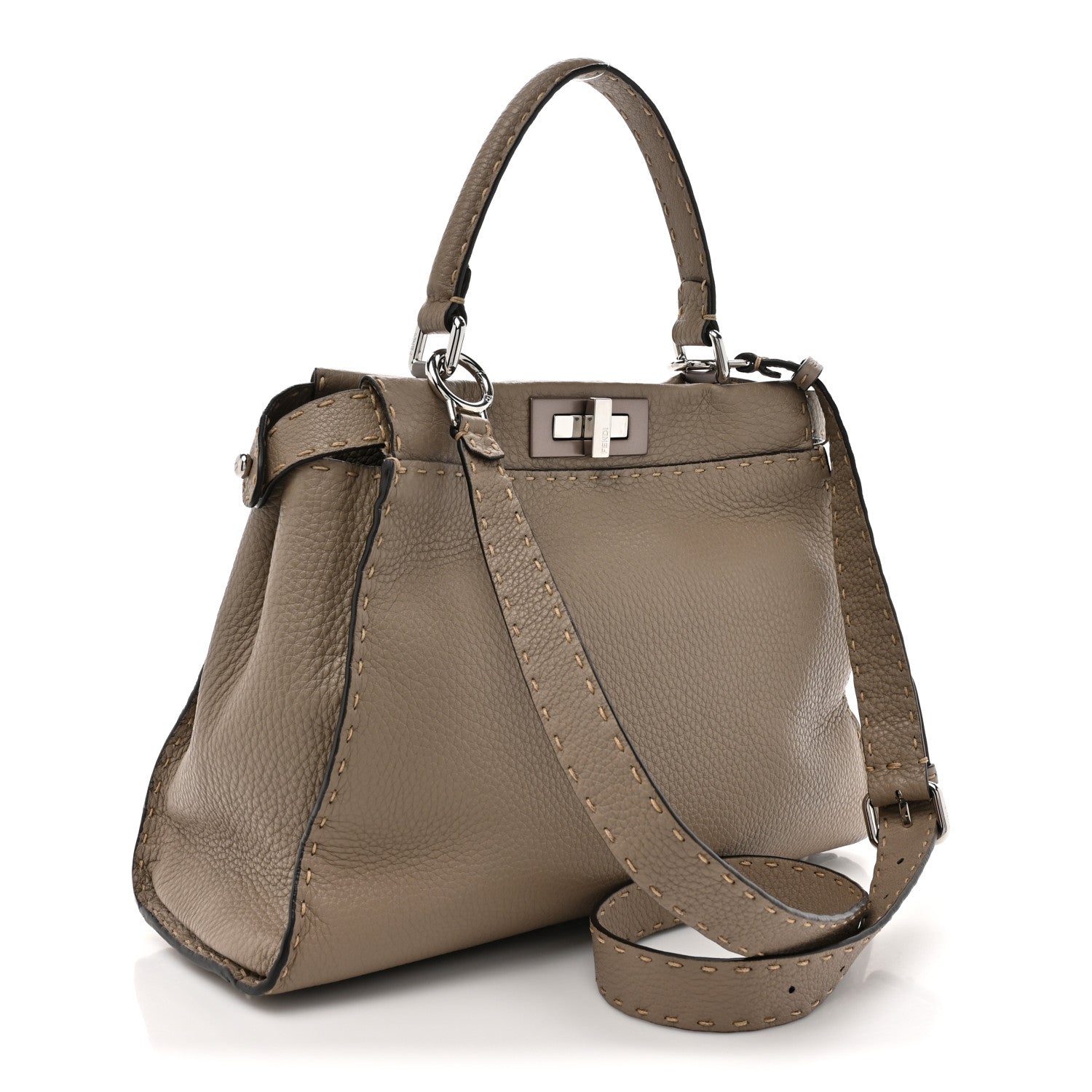 Fendi Cuoio Romano Selleria Medium Peekaboo Iconic Satchel Corda 3 of 13