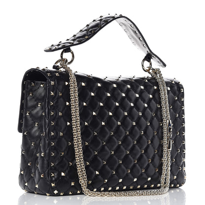 Valentino Garavani Lambskin Large Rockstud Spike Shoulder Bag Black 3 of 10