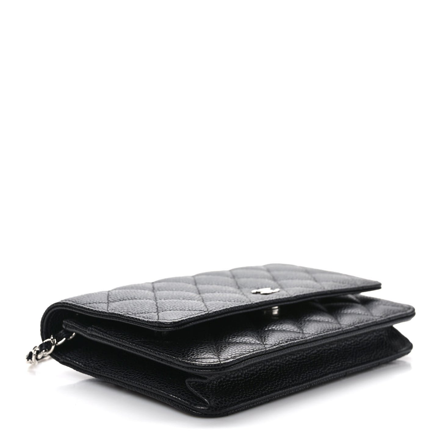 Caviar Quilted Wallet on Chain WOC Black