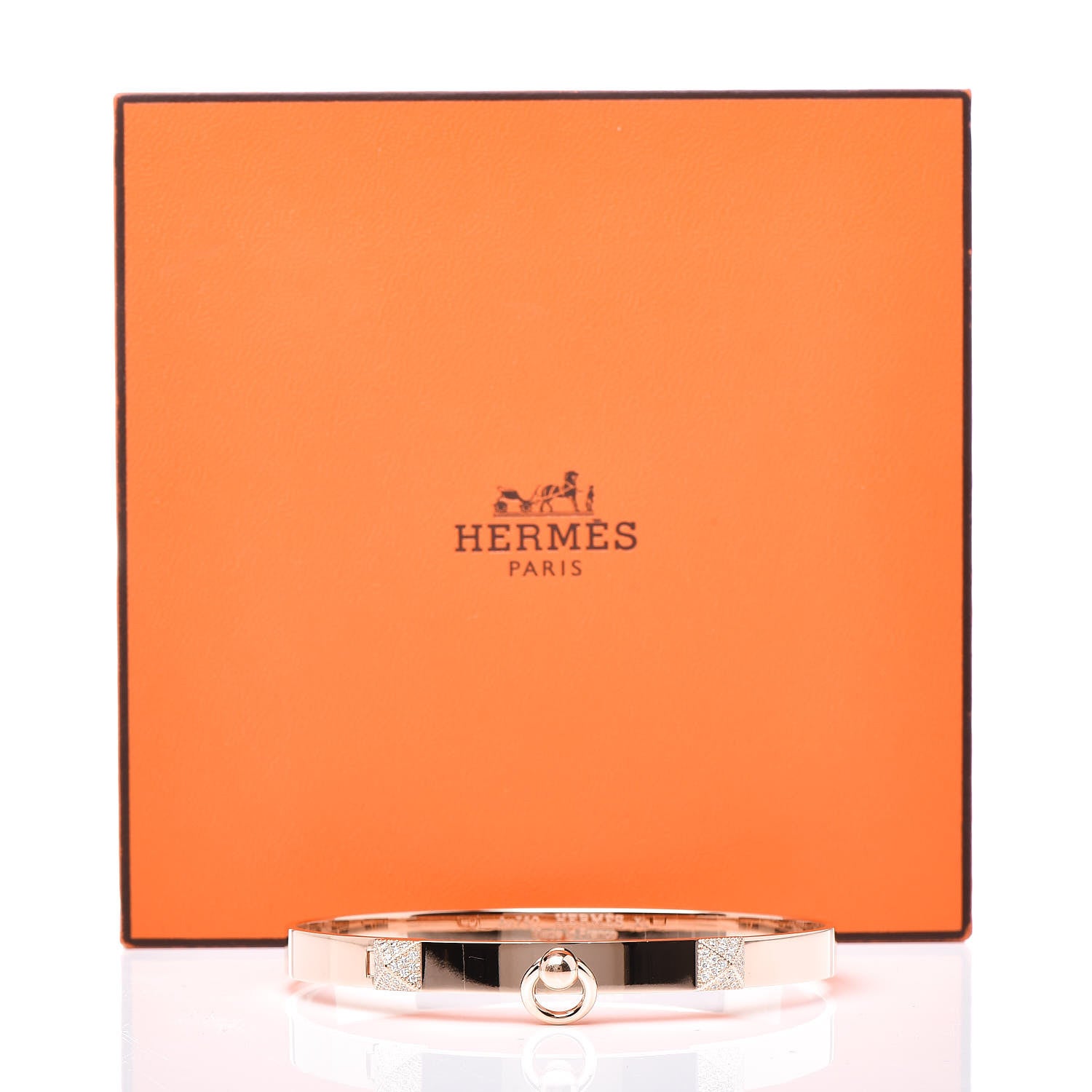 Hermes 18K Rose Gold Diamond PM Collier De Chien Bracelet XL 6 of 6