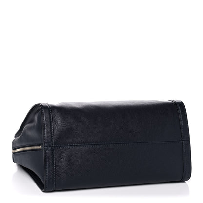 Alexander McQueen Pebbled Calfskin Large Skull Padlock Zip Around Tote Navy 4 of 17