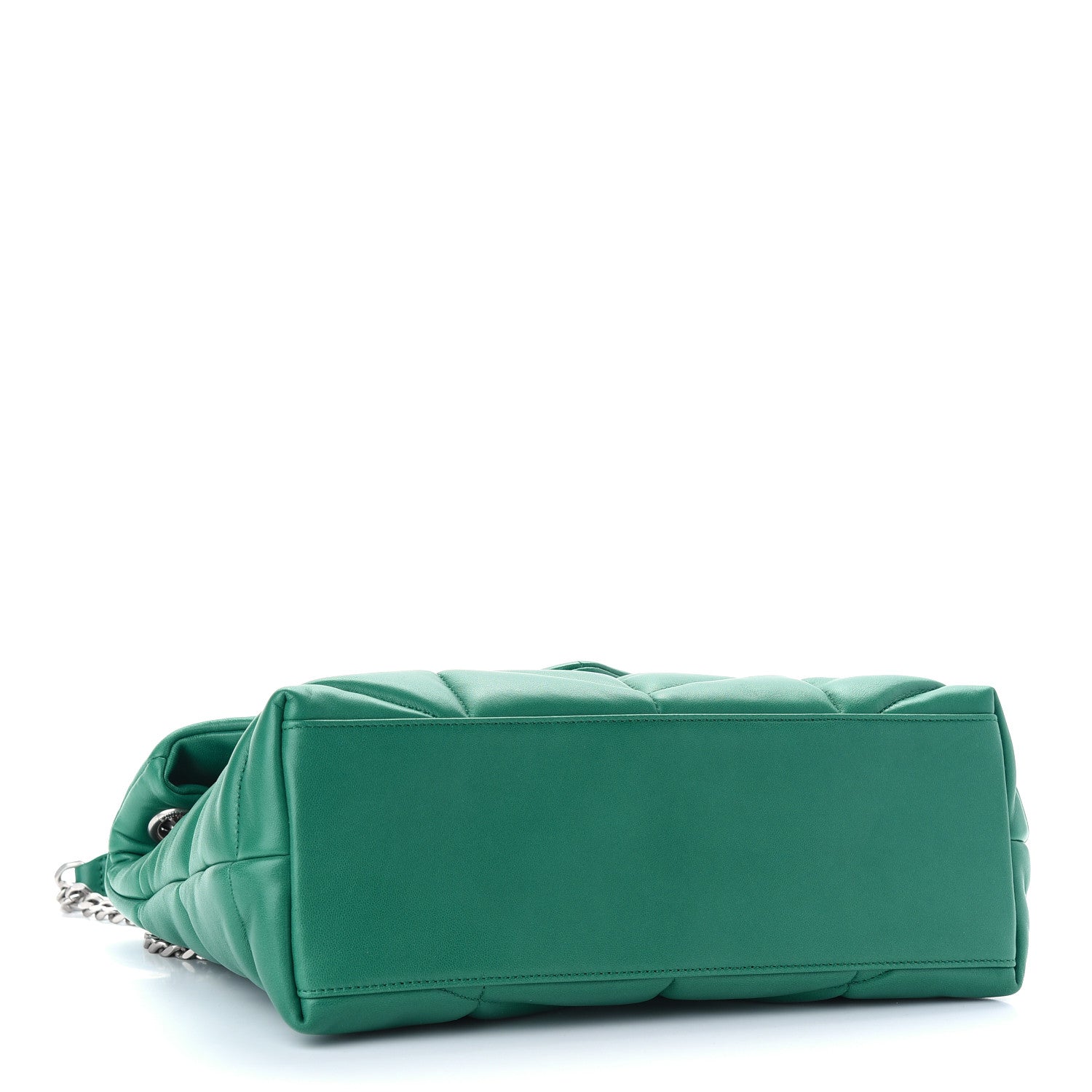 Saint Laurent Lambskin Quilted Small Loulou Puffer Monogram Chain Satchel Green Field 4 of 8