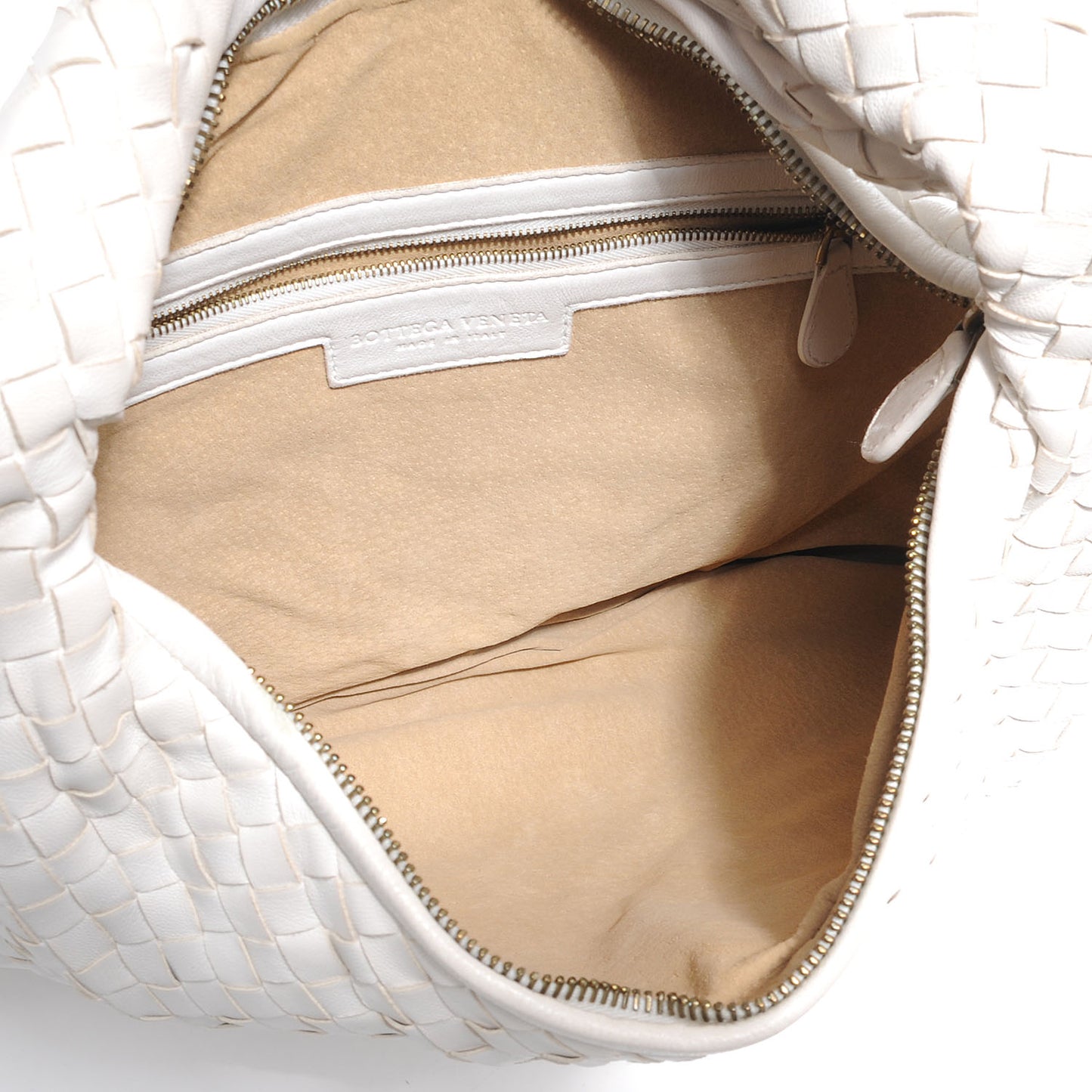 Nappa Intrecciato Flower Medium Veneta Hobo White