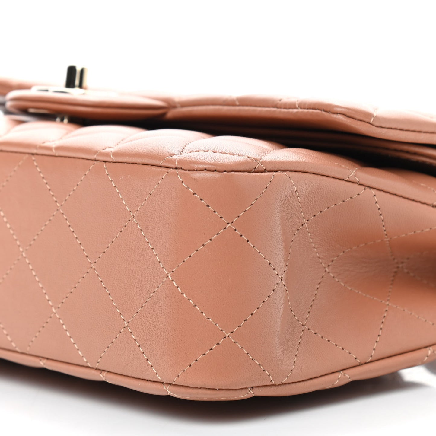 Lambskin Quilted Medium Double Flap Brown