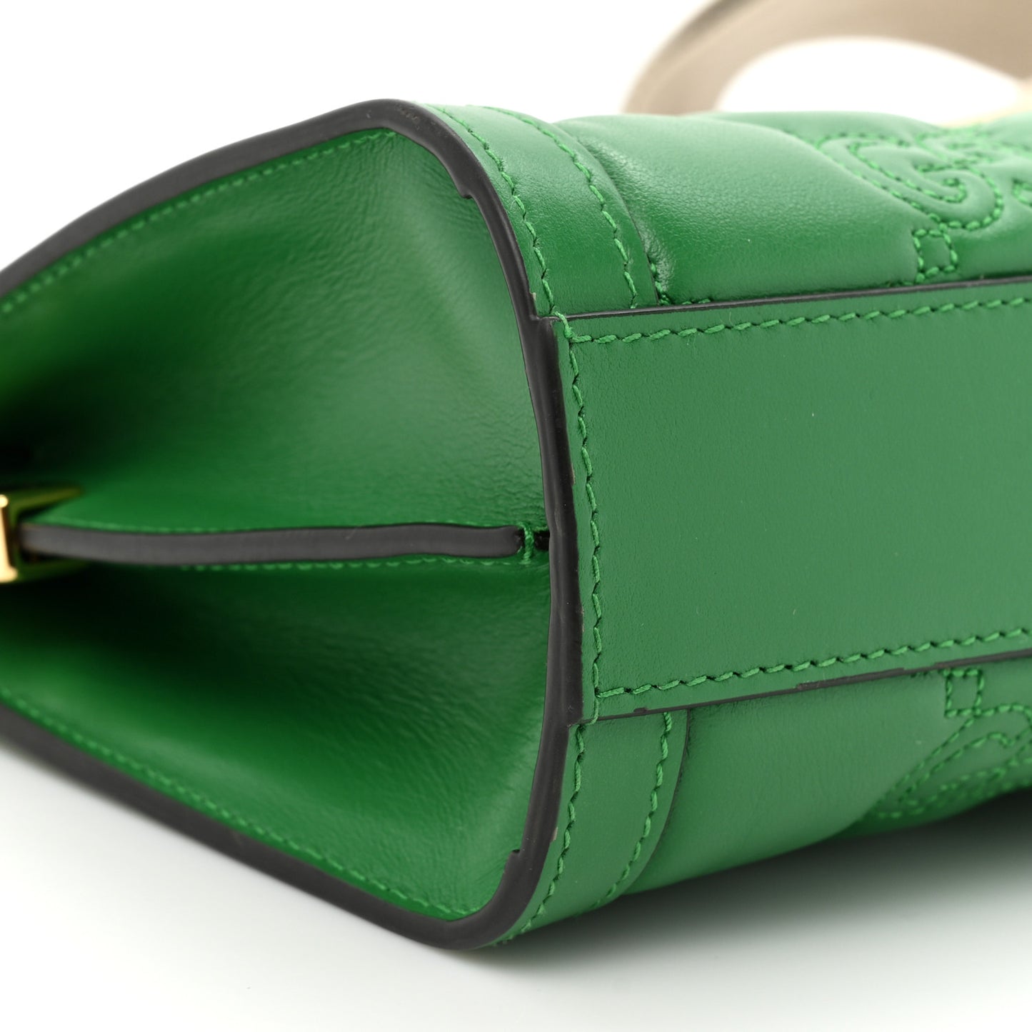 Calfskin GG Matelasse Small Slim Chain Shoulder Bag Spring Green Natural