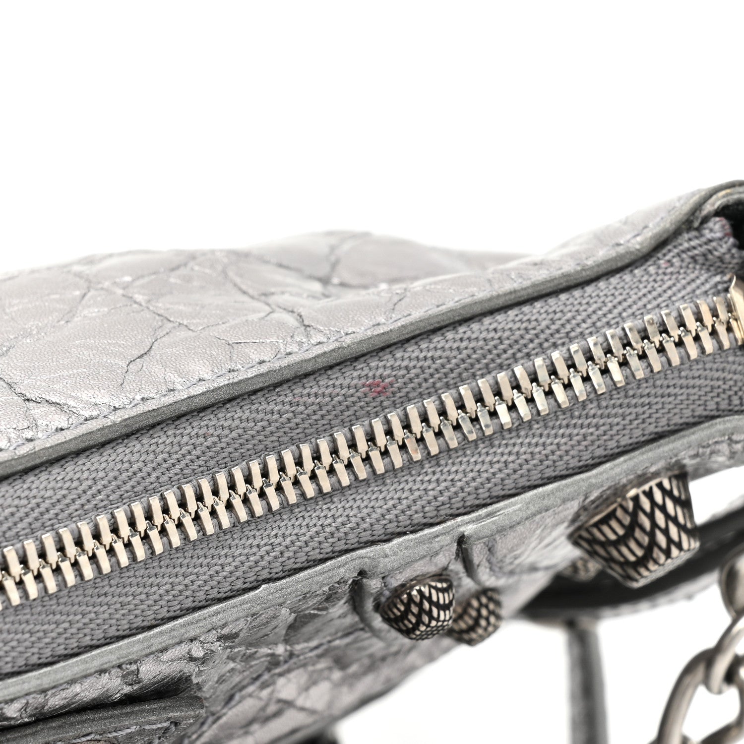 Balenciaga Metallic Agneau Arena Le Cagole Purse With Chain Mini Silver 9 of 9