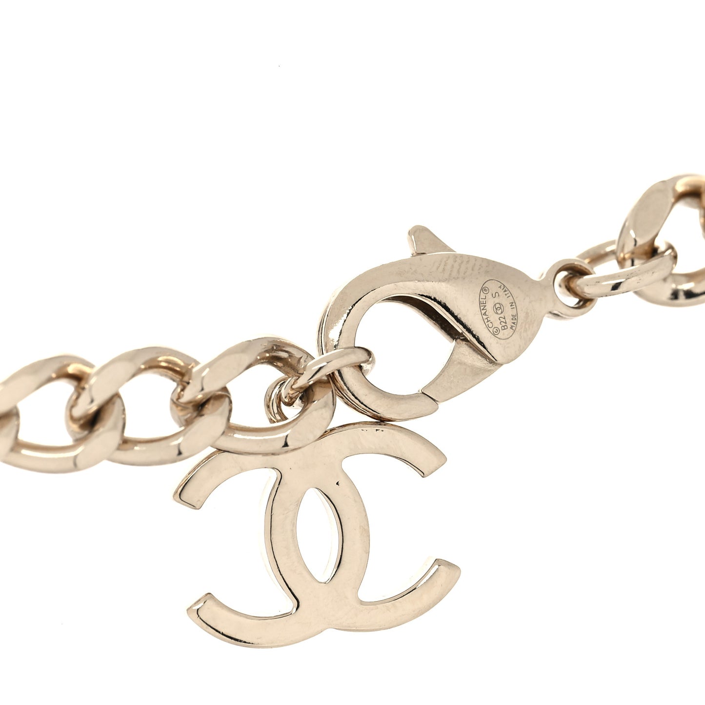 Pearl Crystal CC Chain Choker Necklace Gold