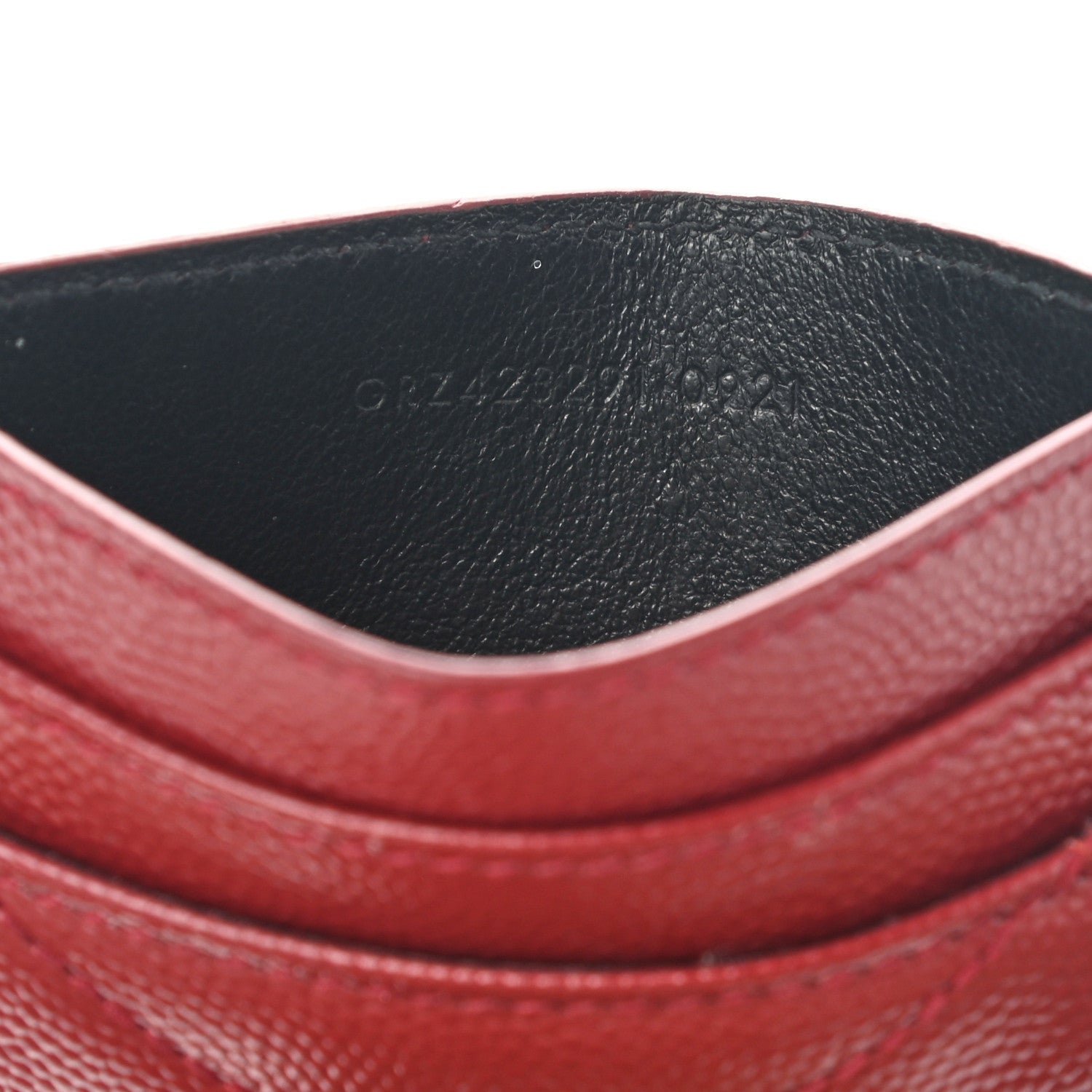 Saint Laurent Grain De Poudre Matelasse Chevron Monogram Credit Card Case Opyum Red 7 of 8