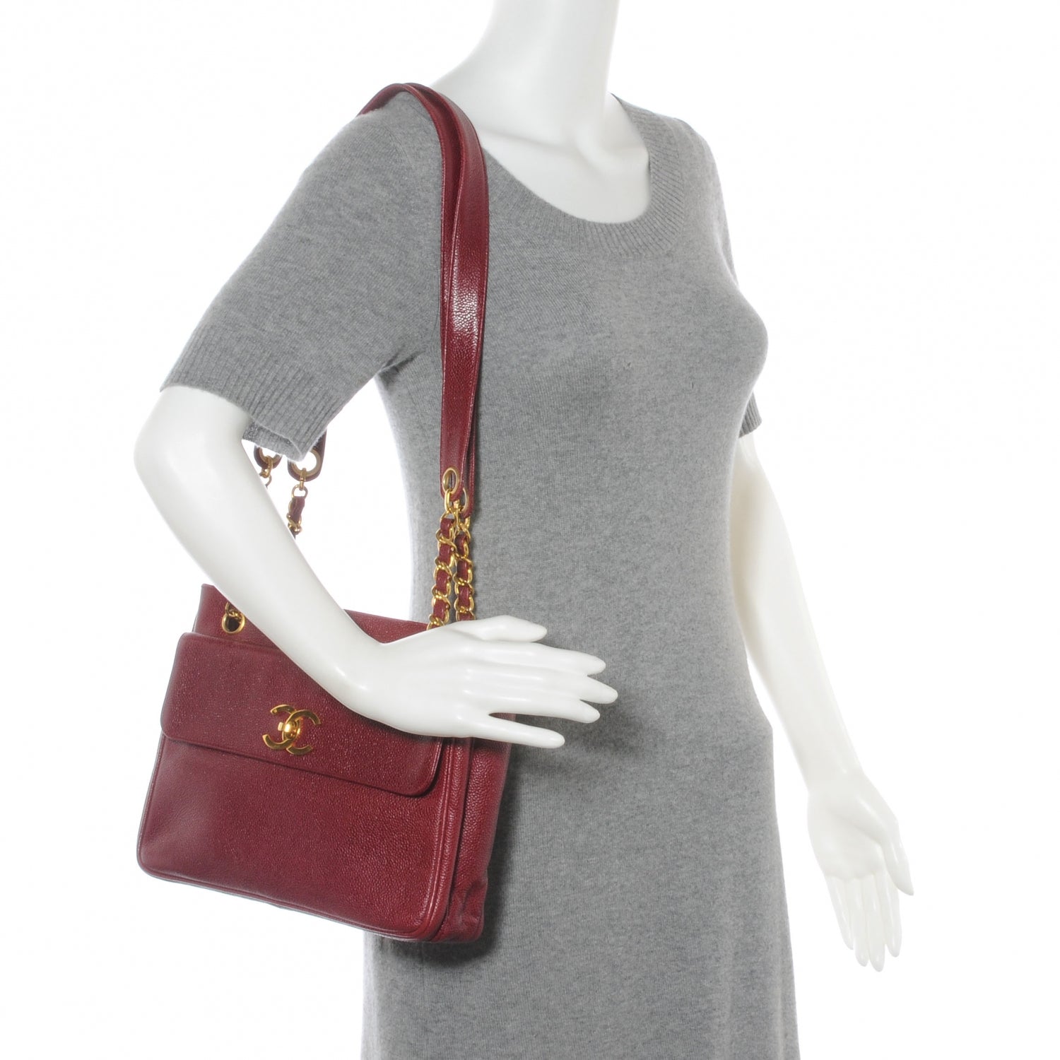 Chanel Caviar Shoulder Bag Red 2 of 7