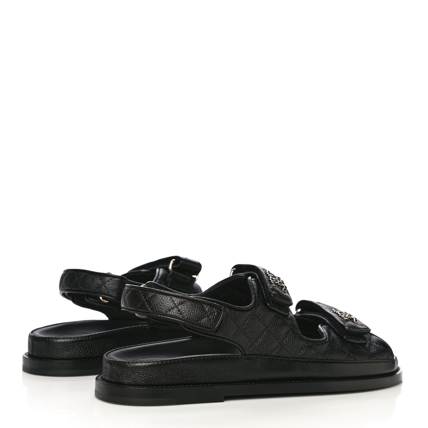 Chanel Grained Calfskin Velcro Dad Sandals 40 Black 4 of 10