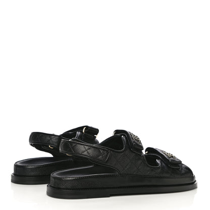 Chanel Grained Calfskin Velcro Dad Sandals 40 Black 4 of 10