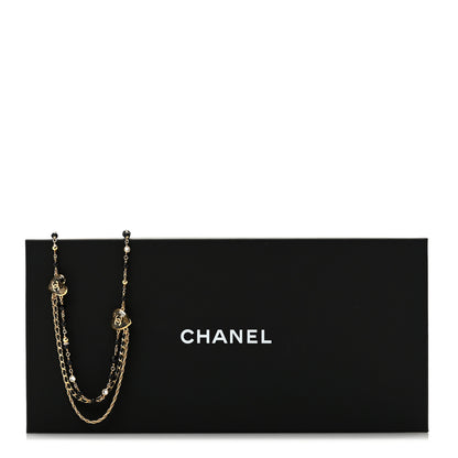 Chanel Crystal Beaded CC Heart Long Necklace Gold Black 6 of 6