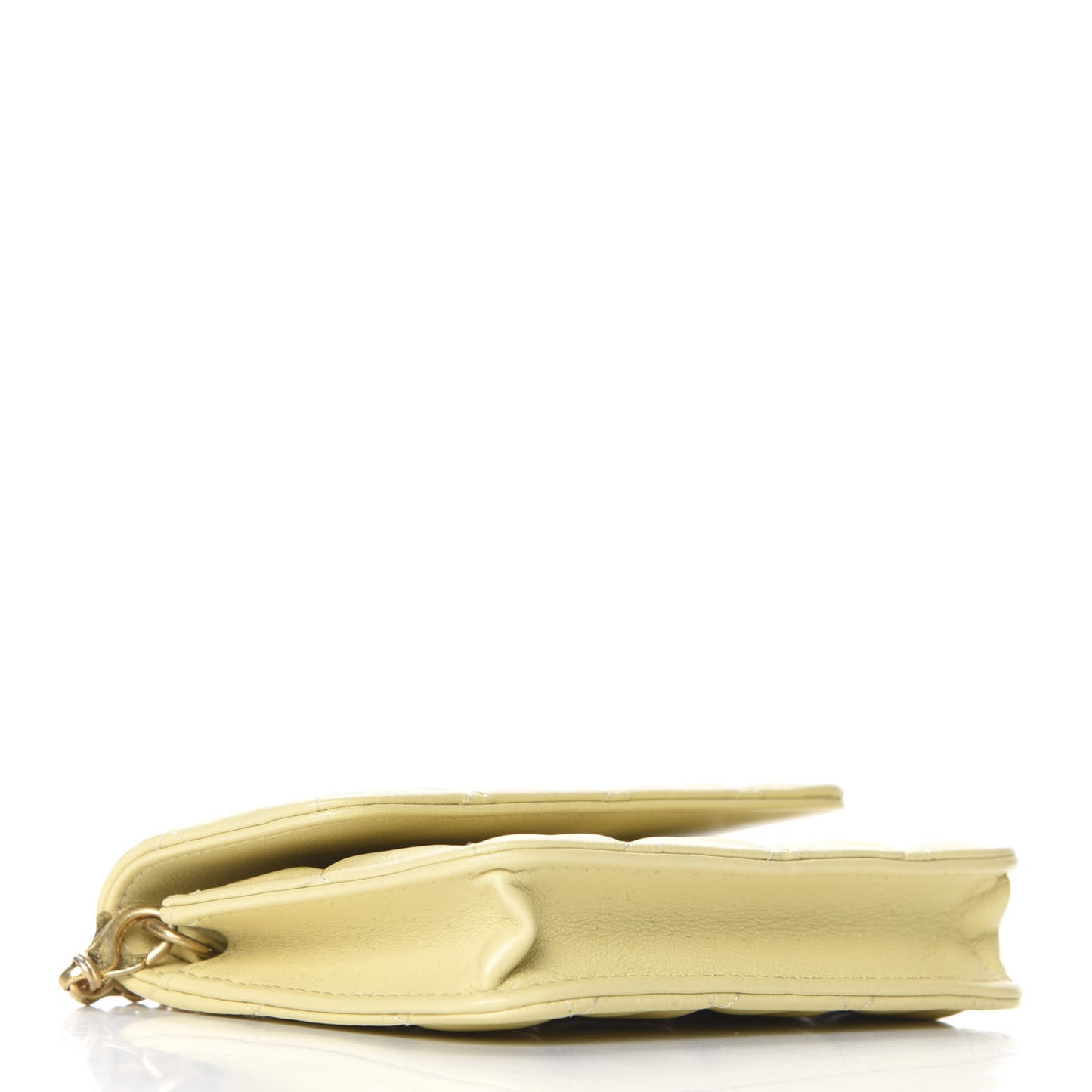 Lambskin Quilted Pearl Crush Clutch With Chain Yellow
