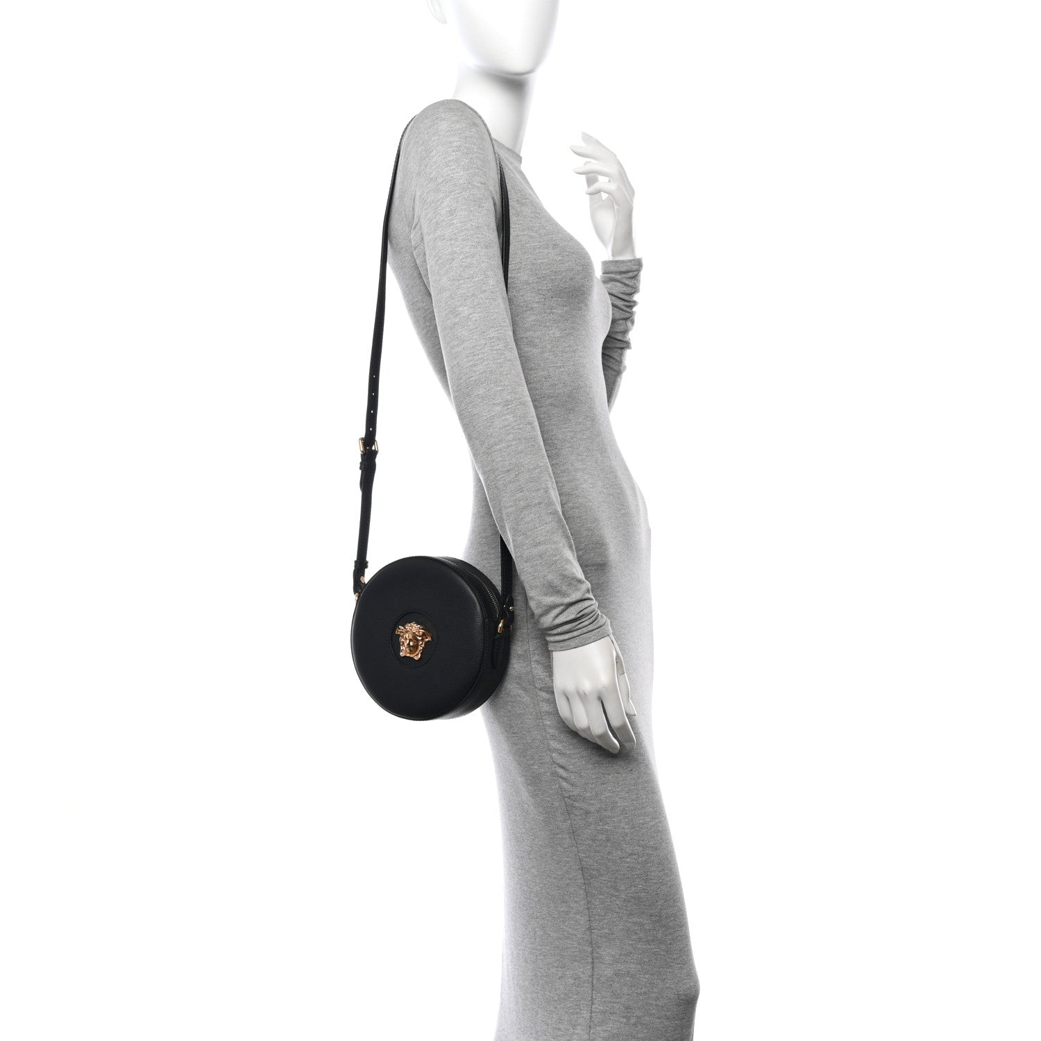 Versace Calfskin La Medusa Round Camera Bag Black 2 of 9